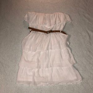 White strapless dress with belt
